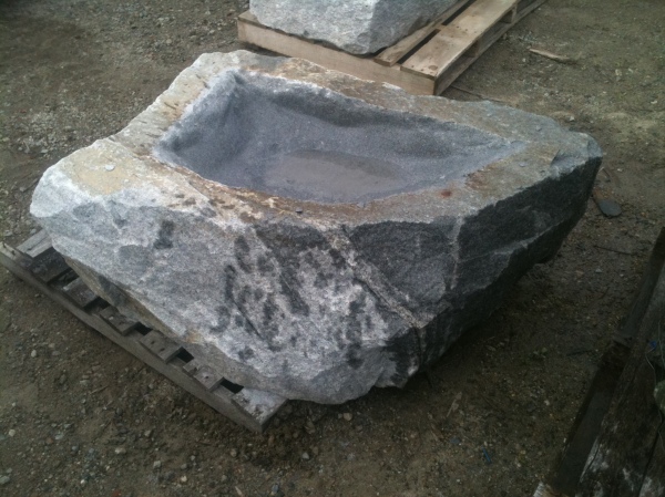 Reclaimed Granite Birdbath