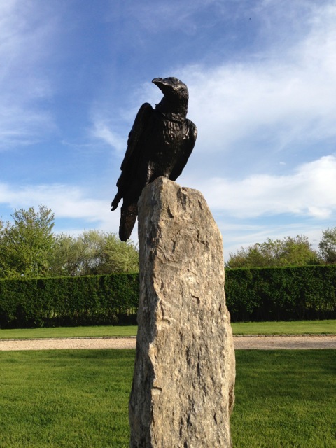 Bronze Raven on Granite Post